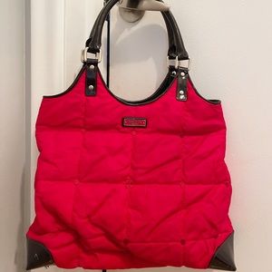 Kate Spade red quilted purse with patent detailing